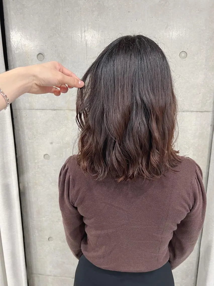 ミディアム パーマ カット パーマ トリートメント ボブパーマコテ巻き風 パーマNo1深江秀平のヘアスタイル