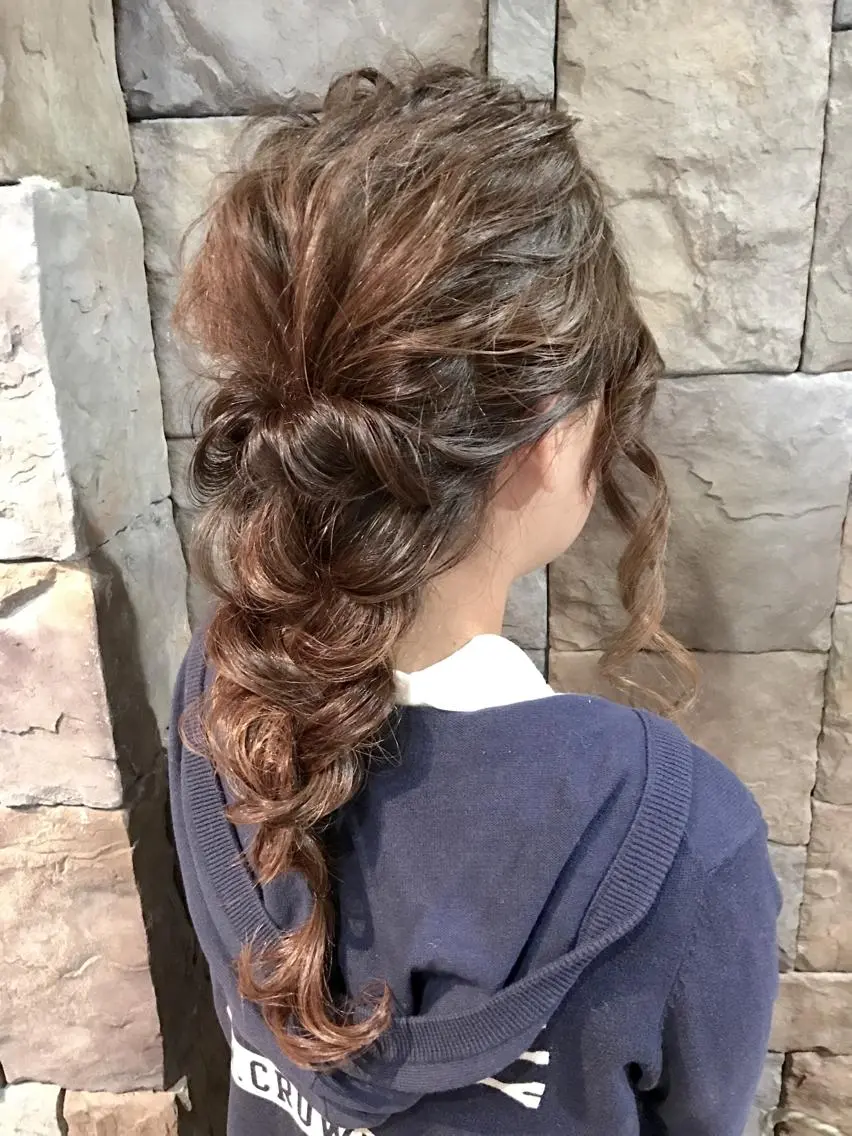 ロング ヘアアレンジ 三つ編み 神野 雅樹のヘアスタイル
