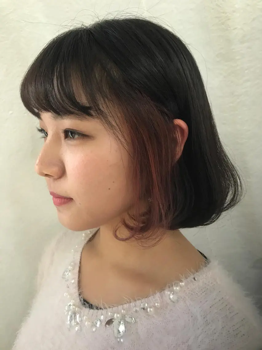 ショート カラー ヘアアレンジ 白髪ぼかしハイライト バレイヤージュヤマトのヘアスタイル