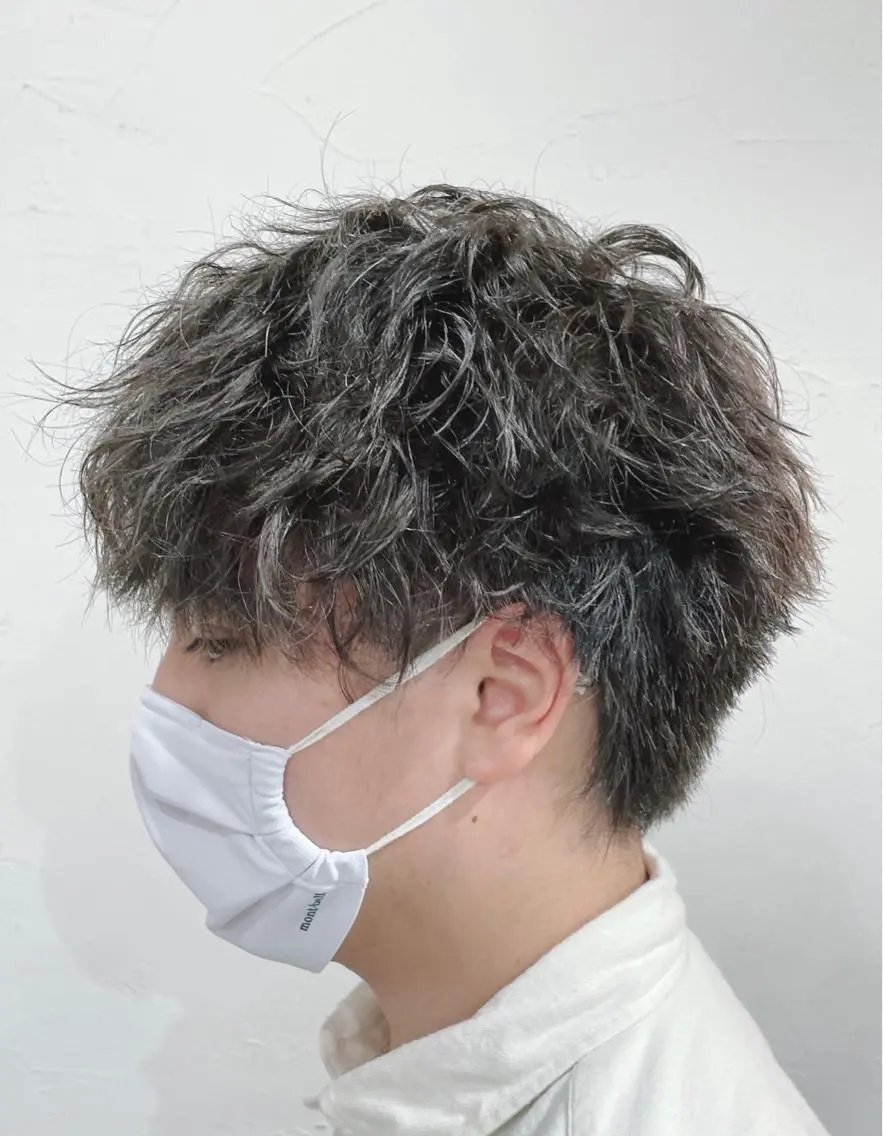 ショート メンズ マッシュ メンズパーマ かんばら りょーいのヘアスタイル