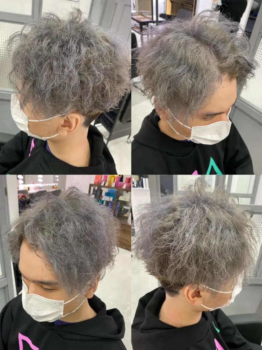 ショート カラー パーマ ヘアアレンジ メンズ カット ヘアカラー 🔥メンズパーマ 特化 渡辺一翔のヘアスタイル
