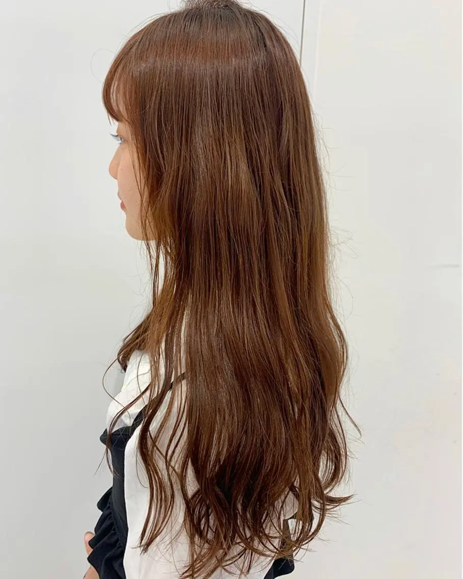 ロング カラー オレンジ ヘアカラー トリートメント 透明感♡︎♡︎ 佐々木早苗のヘアスタイル