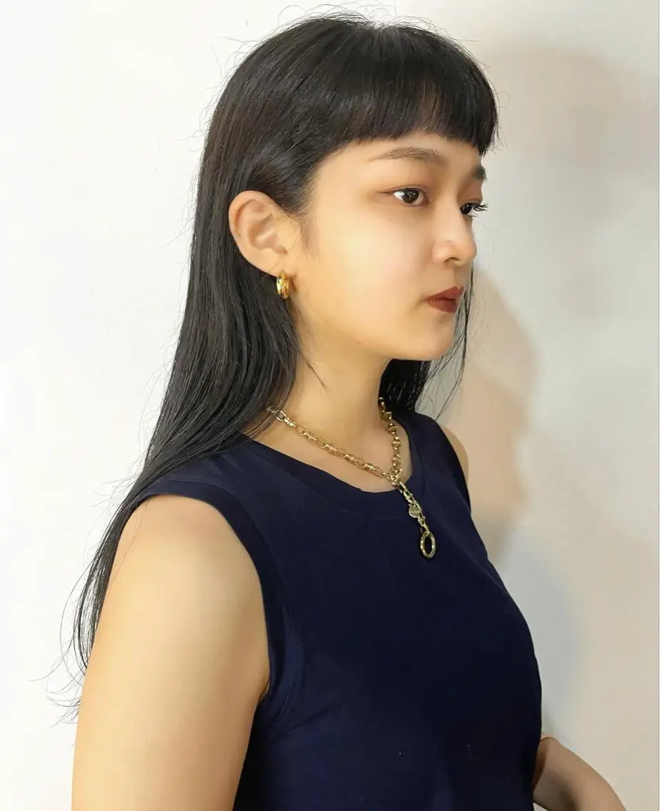 セミロング カラー ヘアアレンジ オン眉 カット ヘアカラー トリートメント 〽️magico/ ウルフDaiki〽️のヘアスタイル