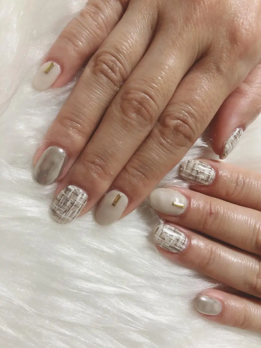 ネイル ツイードネイル kiki nail &brow二子玉川のネイルデザイン