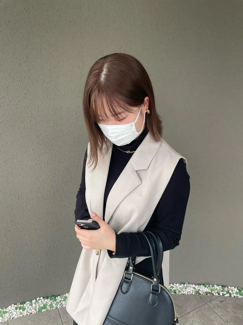 ミディアム 切りっぱなしボブ ボブ カット ヘアカラー 山本 愛永のヘアスタイル