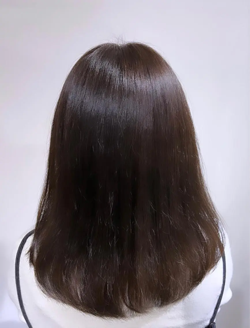 ミディアム カラー アッシュ ボブ 髪質改善 トリートメント 酸熱トリートメント mihoko/ ニュアンスパーマのヘアスタイル