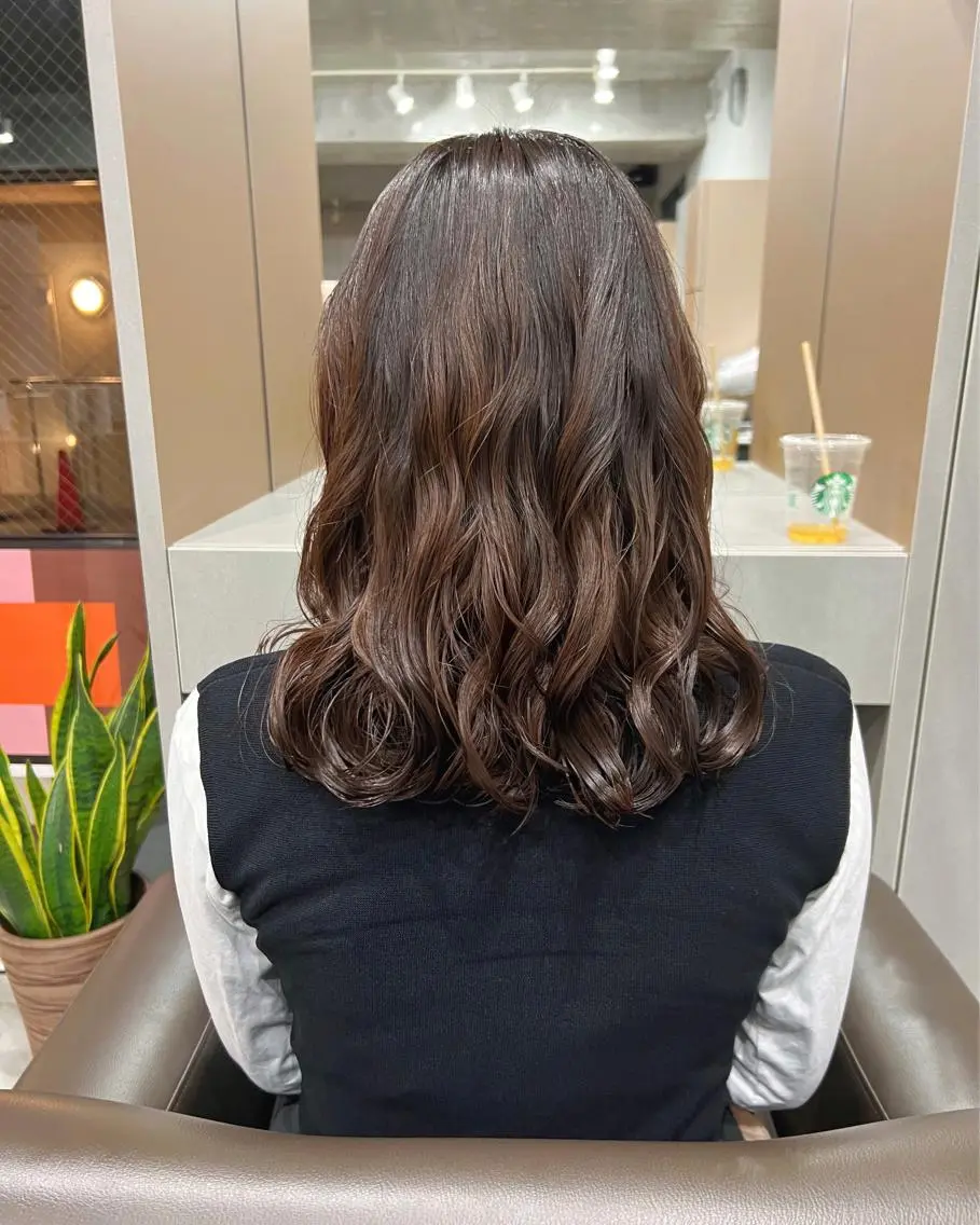 ミディアム パーマ カット パーマ トリートメント ボブパーマコテ巻き風 パーマNo1深江秀平のヘアスタイル