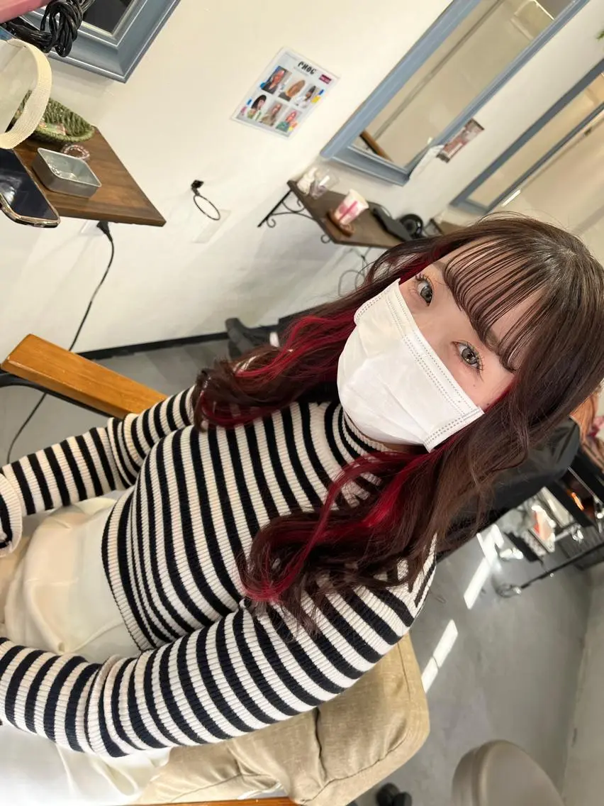 セミロング カラー ヘアカラー Sherry大国町 HIKARUのヘアスタイル