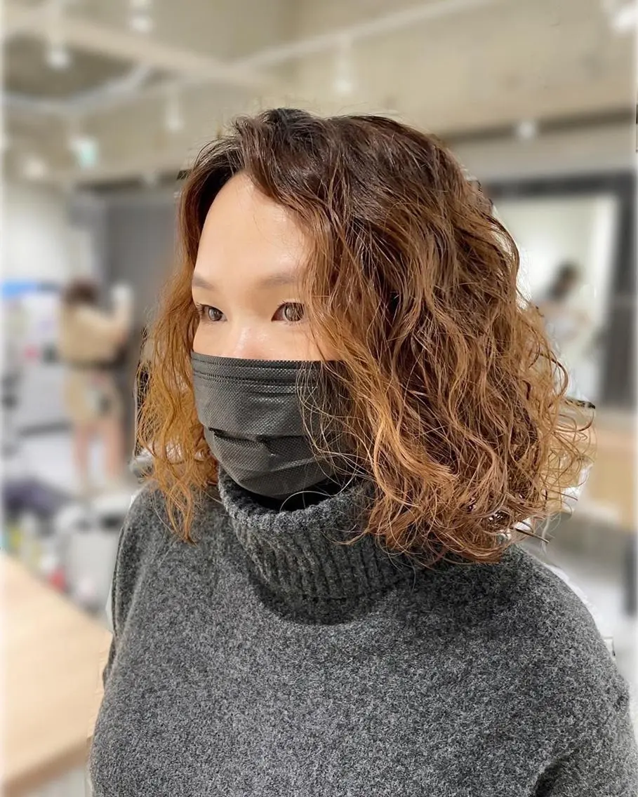 ミディアム パーマ ミディアムパーマ ボブ 🫧Kaori 🫧のヘアスタイル