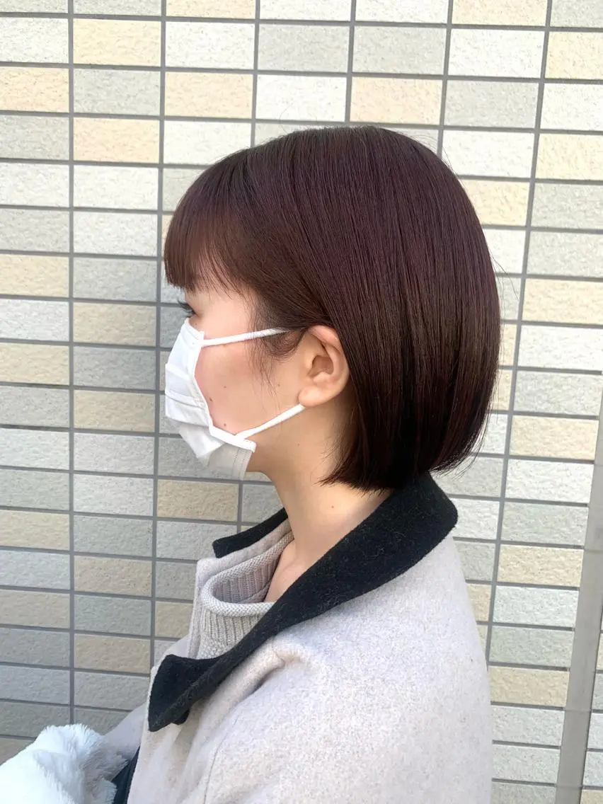 ショート カラー ボルドーカラー ボブ カット ヘアカラー トリートメント 明治神宮前 NANAMIのヘアスタイル