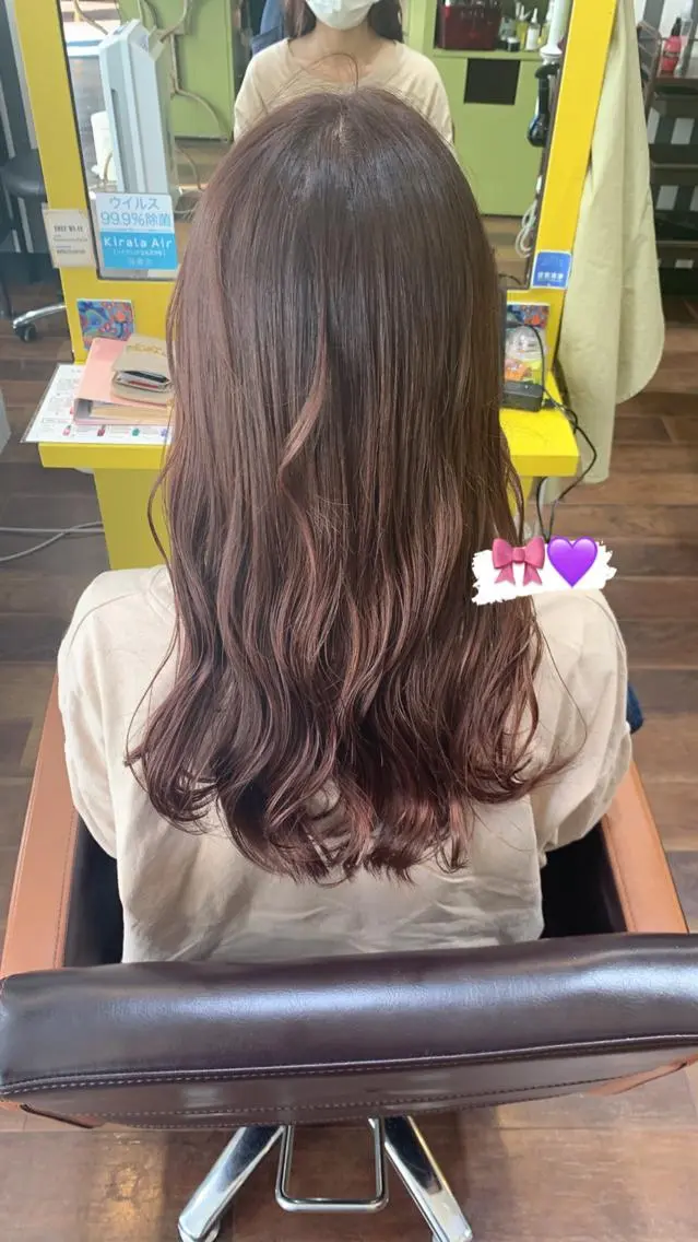 ロング カラー ピンクカラー ピンクパープル パープルカラー 工藤 彩花のヘアスタイル