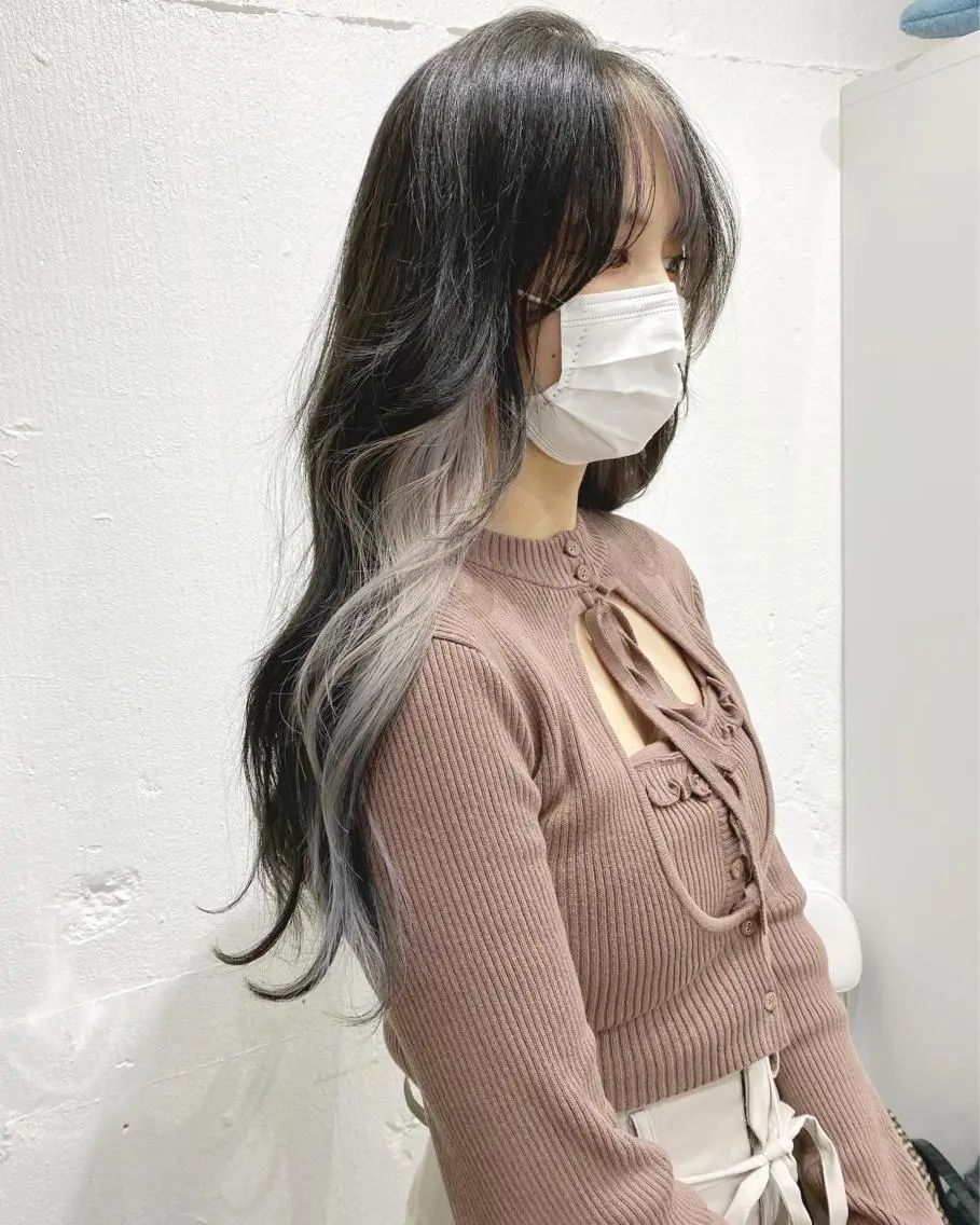 ロング カラー ヘアアレンジ 切りっぱなしボブ アッシュ アッシュグレー ベージュカラー 黒髪 ササキカズマ〻透明感 〻色落ち〻赤み消しのヘアスタイル