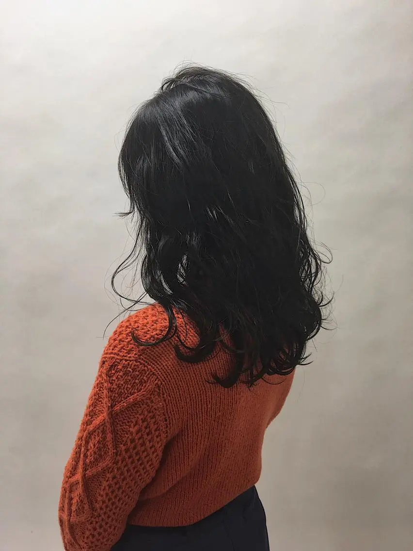 ロング カラー オリーブグレー ハイトーン/レイヤー /ウルフ⭐️永田⭐️のヘアスタイル