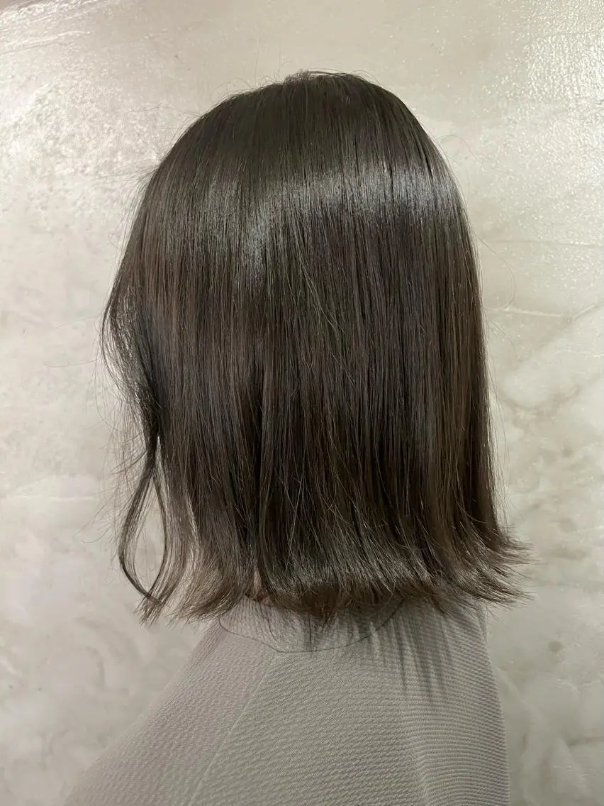 ミディアム カラー ボブ 外ハネヘア カット ヘアカラー 透明感カラー/ ブリーチ無し/RYOのヘアスタイル