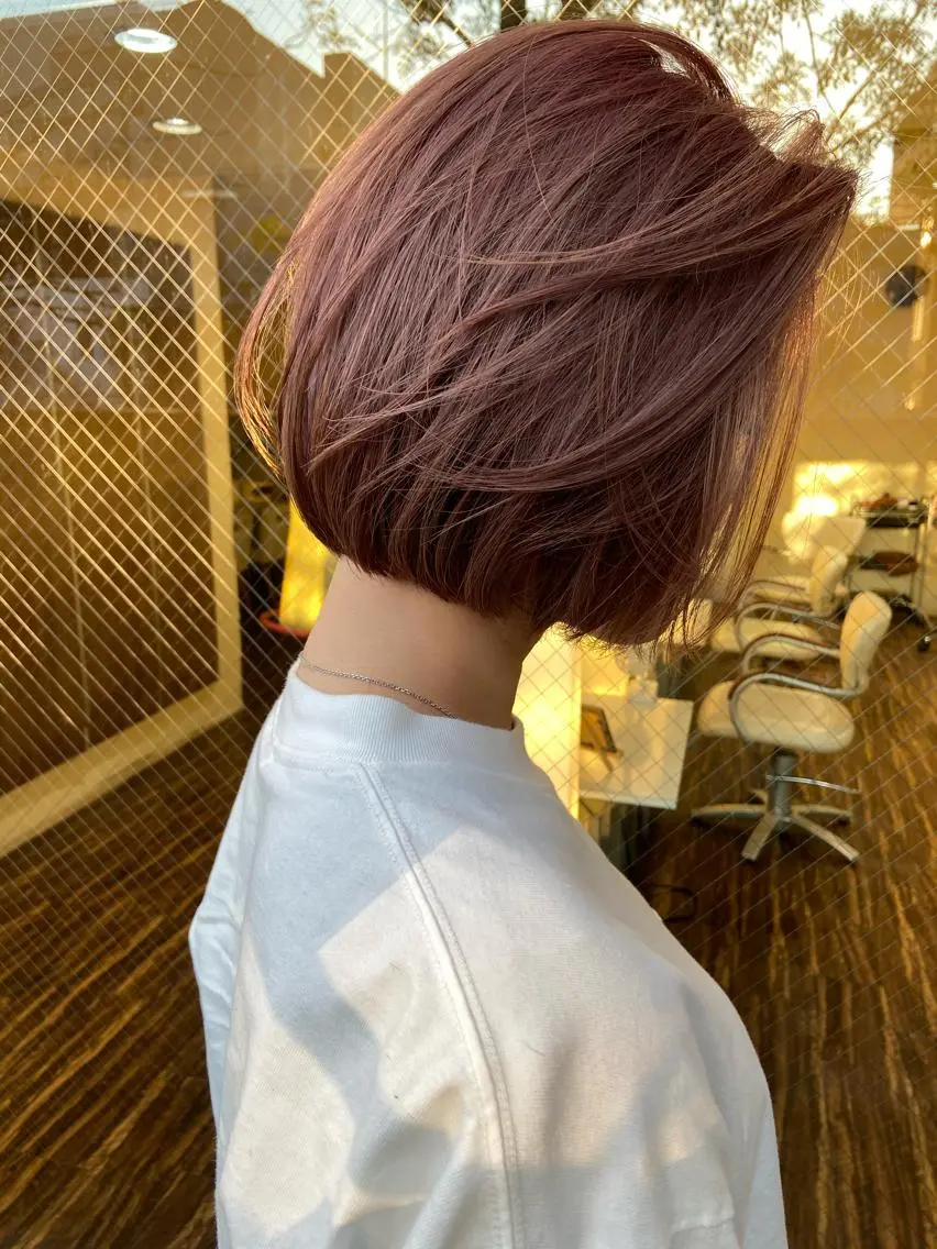 ショート カラー ベージュカラー ピンクカラー ピンクベージュ 髪質改善サロン ARCHE野瀬冬馬のヘアスタイル