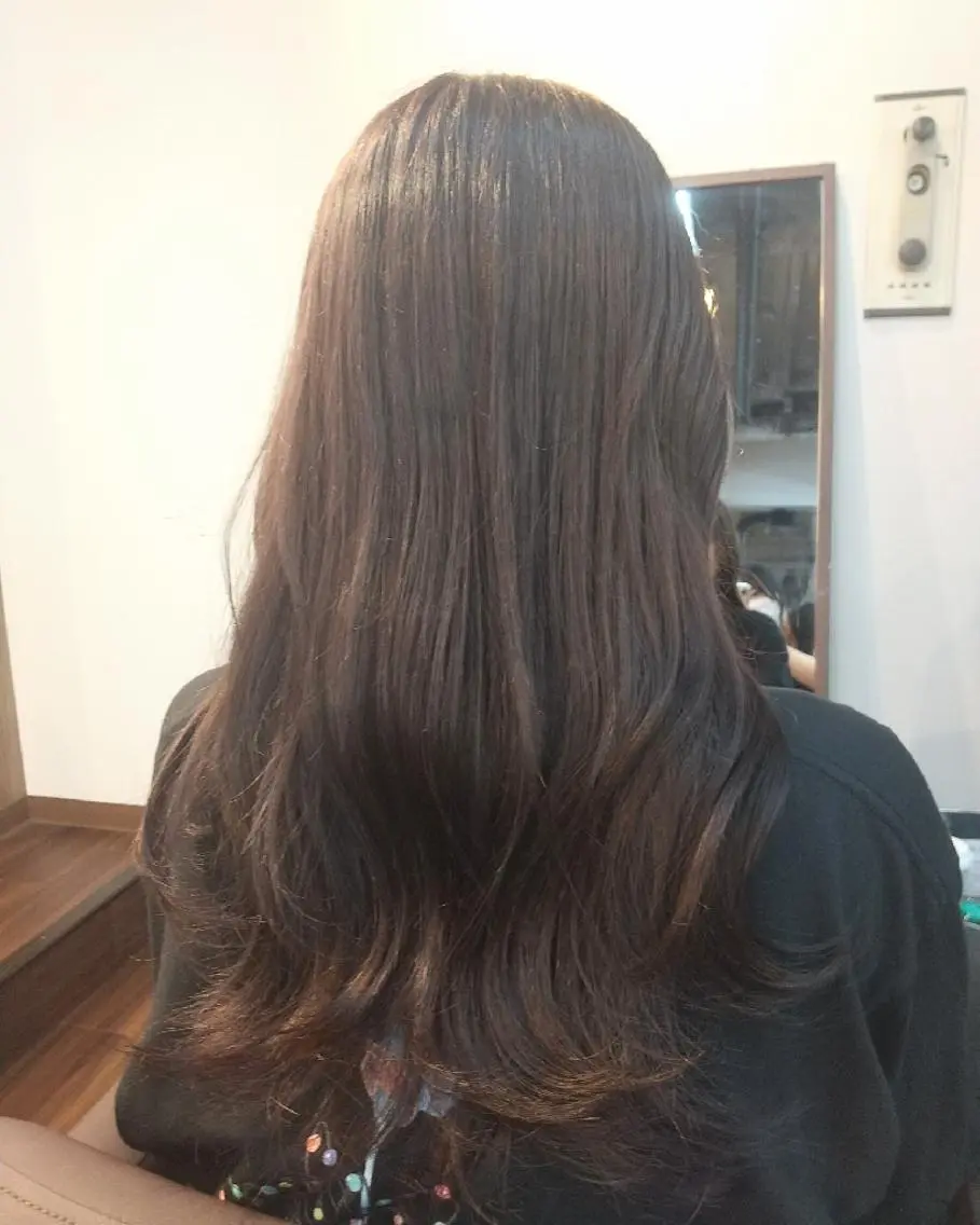 ロング カラー ブラウンカラー ココアブラウン 久村 奈菜のヘアスタイル