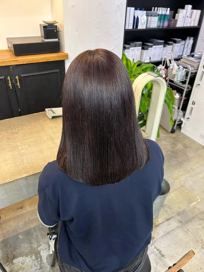 セミロング カラー ヘアカラー トリートメント 🌷ラベンダーピンク 顔まわり🌷ねいろのヘアスタイル