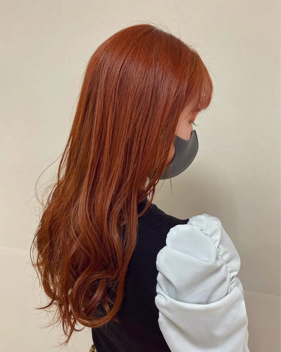 ロング カラー ヘアアレンジ ブラウンカラー ハイトーンカラー オレンジ ピンクカラー enurk店 🍋 M I K U  *のその他イメージ