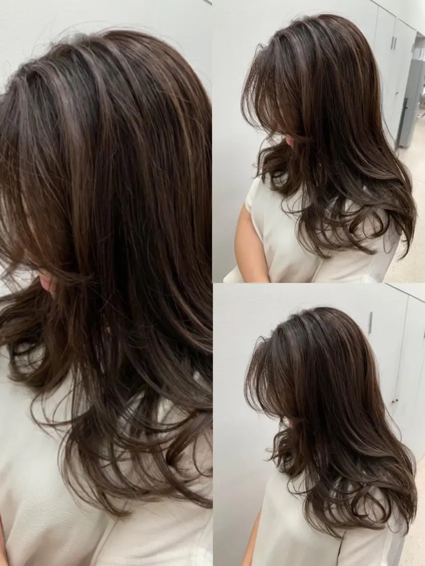 セミロング ハイライト 髪質改善 小顔カット メンズ特化美容師/ 新井　洸太のヘアスタイル