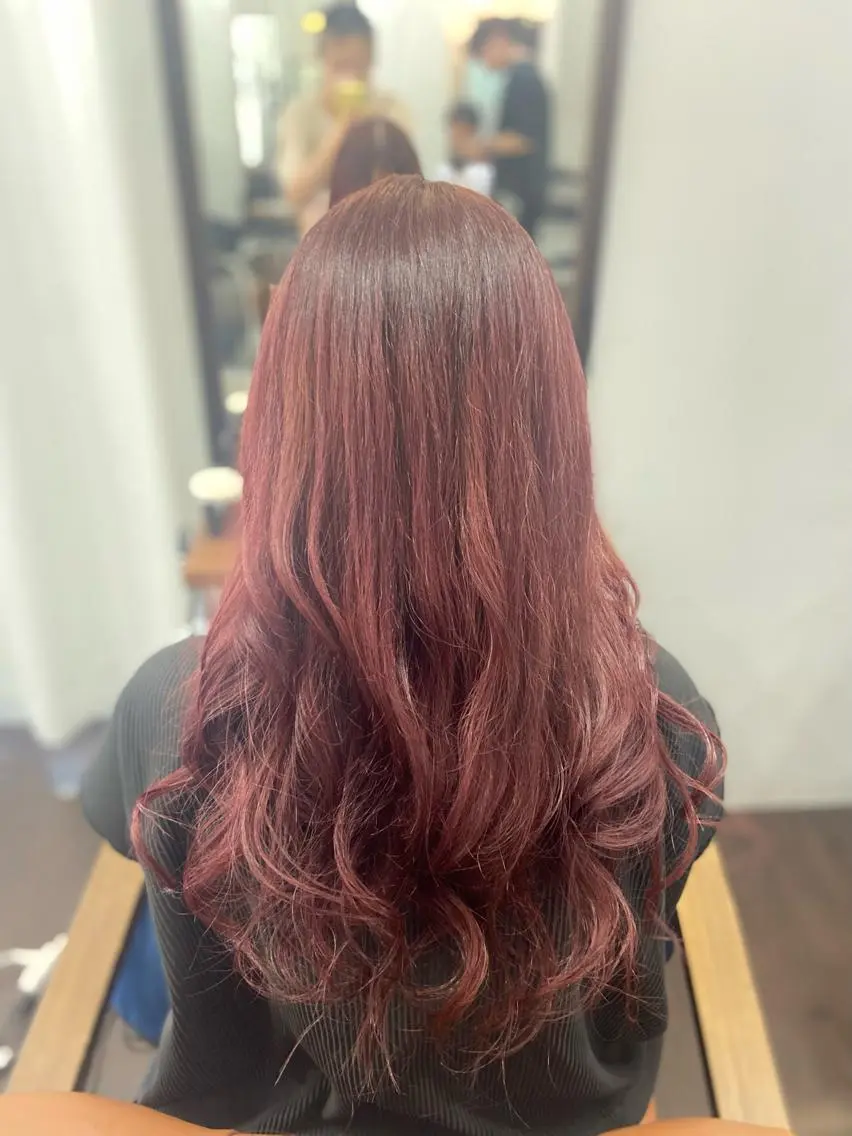 ロング カラー ヘアアレンジ カシス ピンクカラー 🌷名駅/髪質改善 ヘアセット/モネ🌷のヘアスタイル