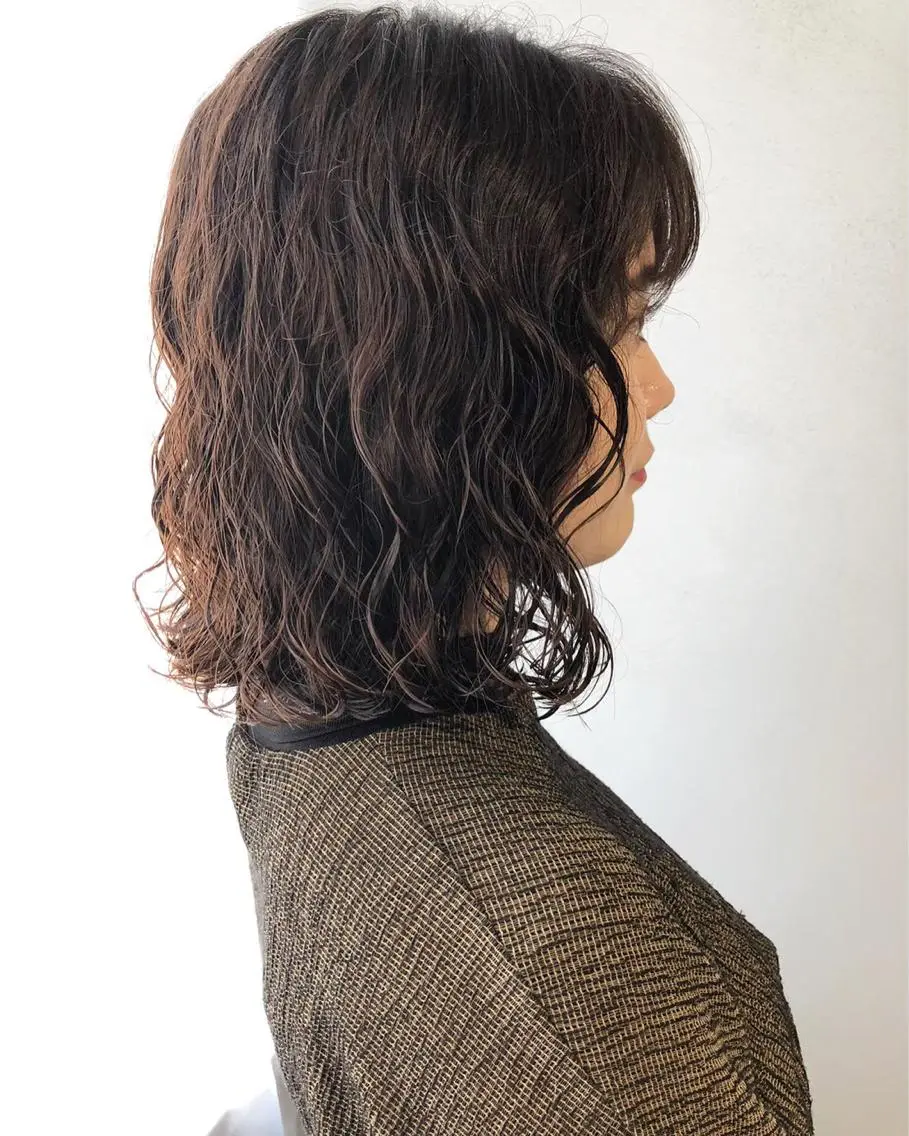 ミディアム パーマ カット パーマ トリートメント ボブパーマコテ巻き風 パーマNo1深江秀平のヘアスタイル