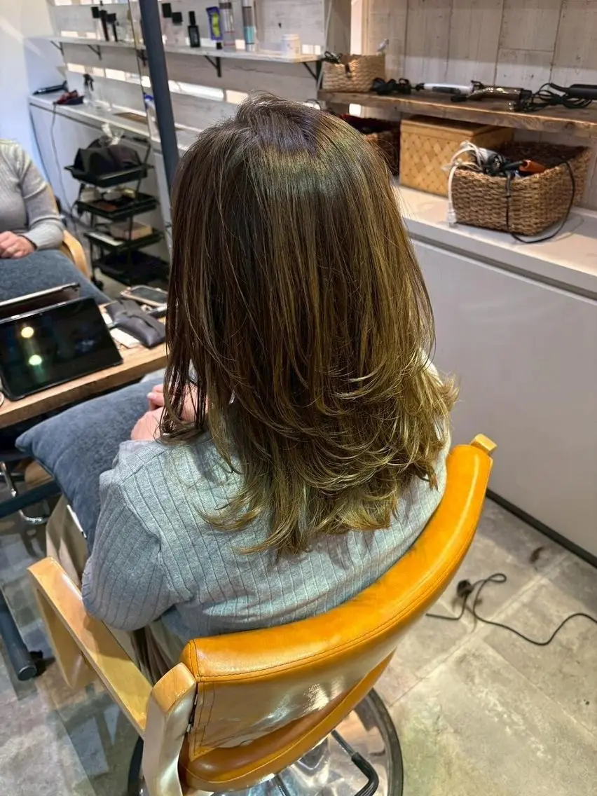 ミディアム カラー ショートボブ ミディアムパーマ バレイヤージュ ブリーチ ダブルカラー カット ヘアカラー トリートメント N° il duca 札幌のヘアスタイル