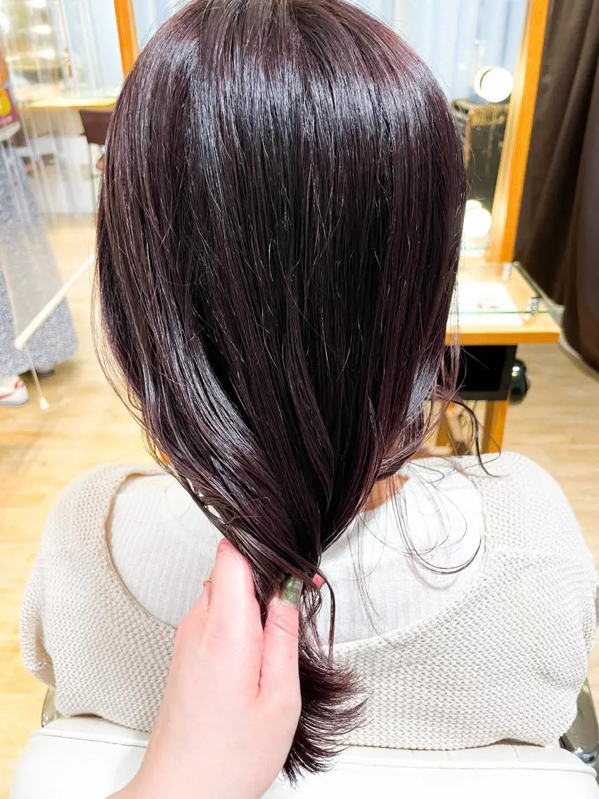 セミロング カラー カシス バイオレットカラー ✨カラー支持No.1 🧸ワキ カナコ🧸のヘアスタイル