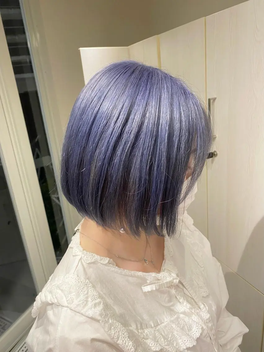 ショート カラー ブルーカラー ブルーラベンダー ラベンダーカラー カット ヘアカラー トリートメント ハイトーン×似合わせ 🌱中川慎之介のヘアスタイル