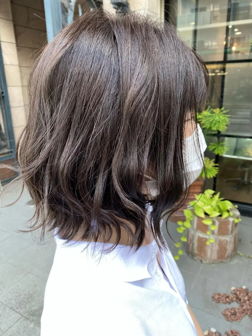ミディアム カラー グレージュ カット ヘアカラー トリートメント 特殊カラー特化 ✂️SHIAN フジのヘアスタイル