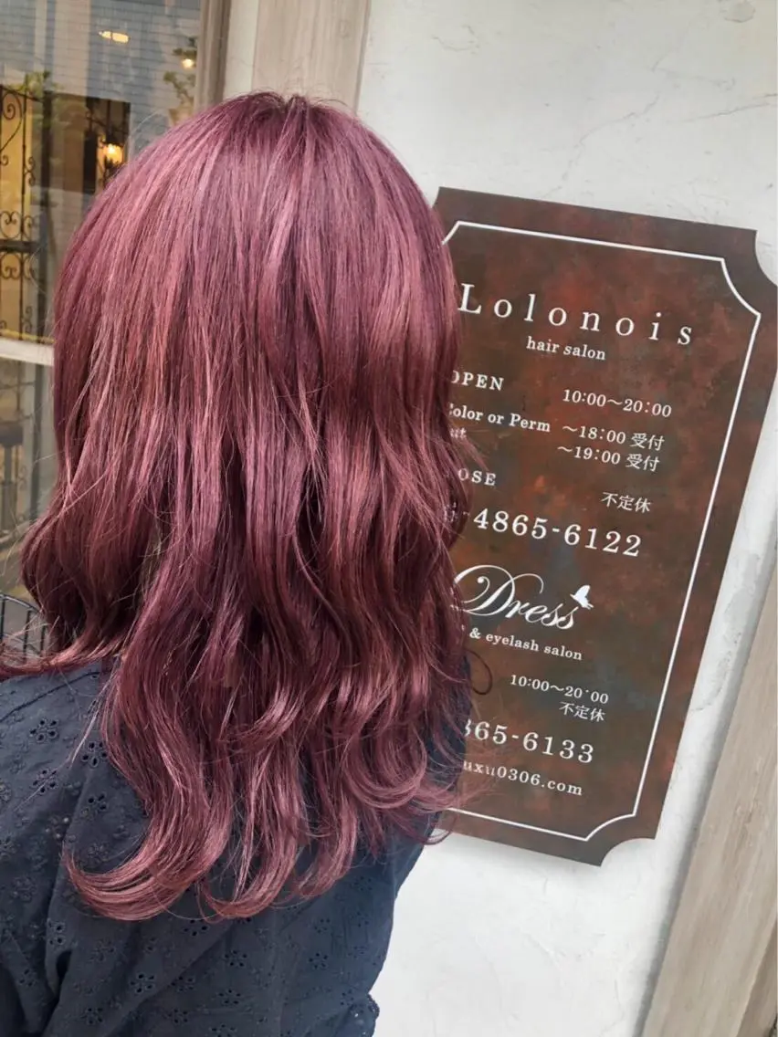 ミディアム カラー ブリーチ ピンクカラー バイオレットカラー 美髪・髪質改善 有田怜平のヘアスタイル