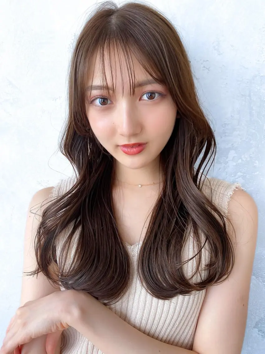 セミロング カラー ベージュカラー ブラウンカラー ブラウンベージュ くびれヘア 顔周りカット 顔周り/くびれヘア 韓国ヘア💕風間るなのヘアスタイル