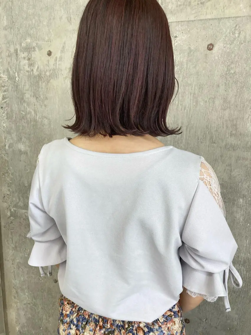 ミディアム カラー ベージュカラー ブリーチ ブリーチなしカラー ピンクカラー ピンクベージュ 小木曽智美 /ボブ/ショートのヘアスタイル