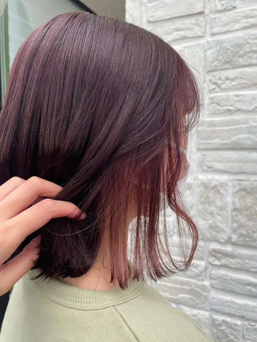 ミディアム カラー インナーカラー ピンクカラー 韓国風ヘア たなか りなのヘアスタイル