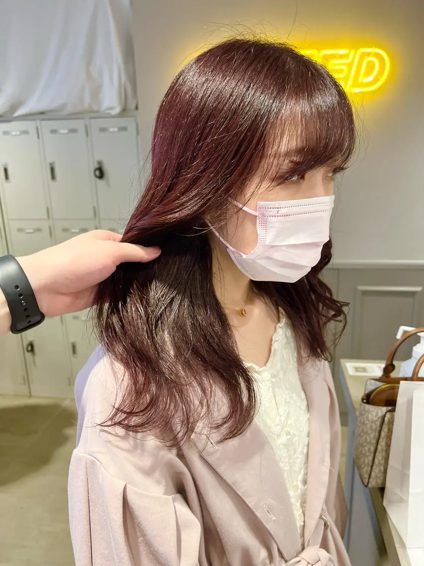 ミディアム カラー パーマ ヘアアレンジ メンズ キッズ ネイル マツエク・マツパ 上品＆韓国風 🥀海心🥀のヘアスタイル