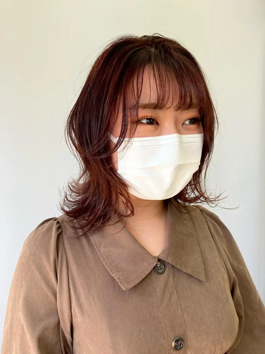 ミディアム ピンクブラウン 原 梢のヘアスタイル
