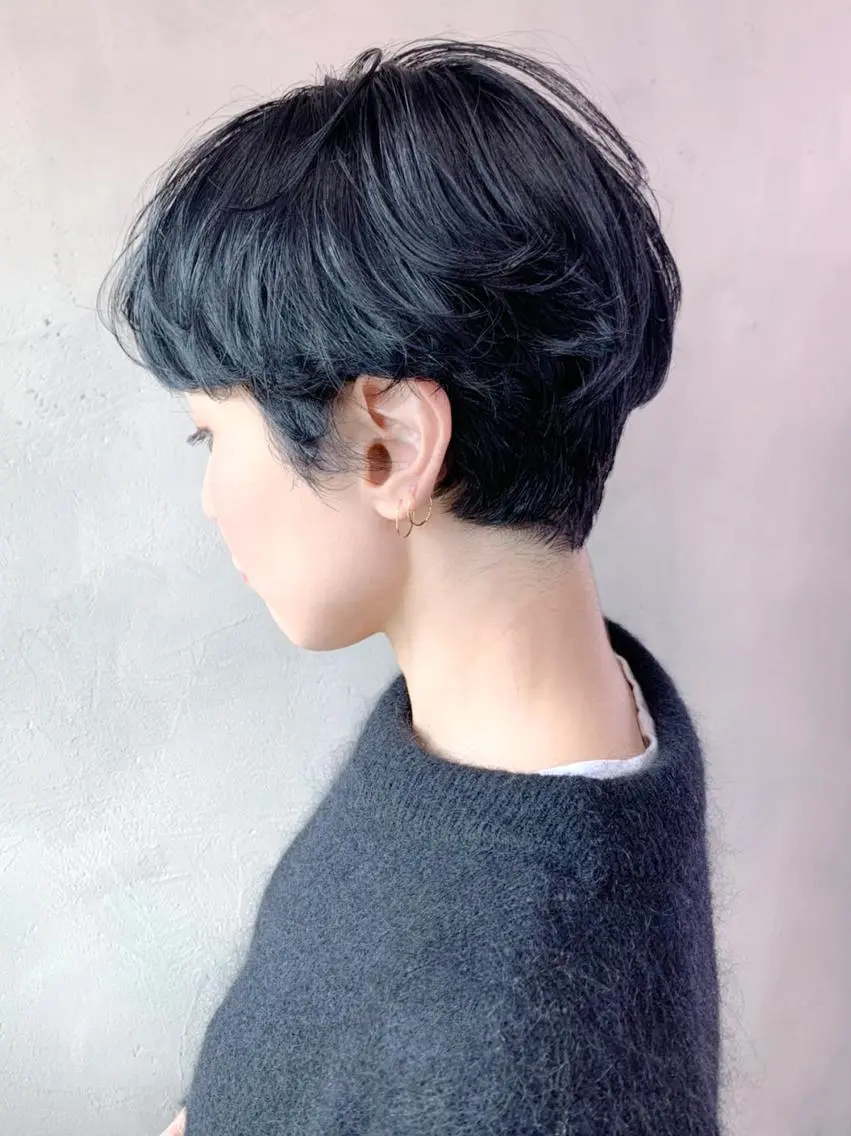 ショート カラー パーマ ヘアアレンジ 黒髪 ショートヘア ITbyALBUM 中野店のヘアスタイル