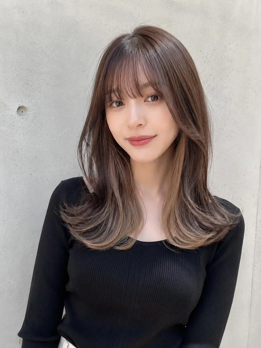 セミロング 外国人風カラー ハイライト 髪質改善 似合わせカット トリートメント カット ヘアカラー トリートメント BUCKS【天王寺】 バックス【駅30秒】のヘアスタイル