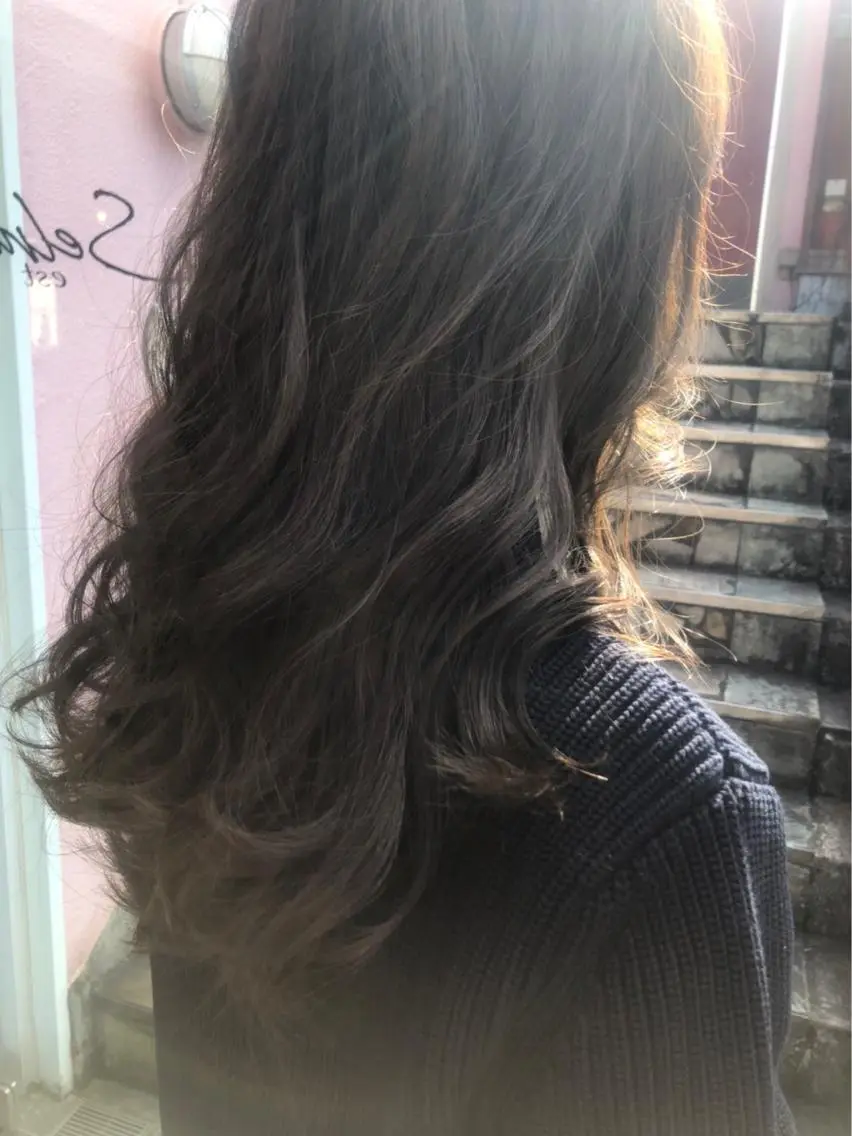 ロング カラー アッシュ アッシュブラウン ブラウンカラー 大久保 知矢のヘアスタイル