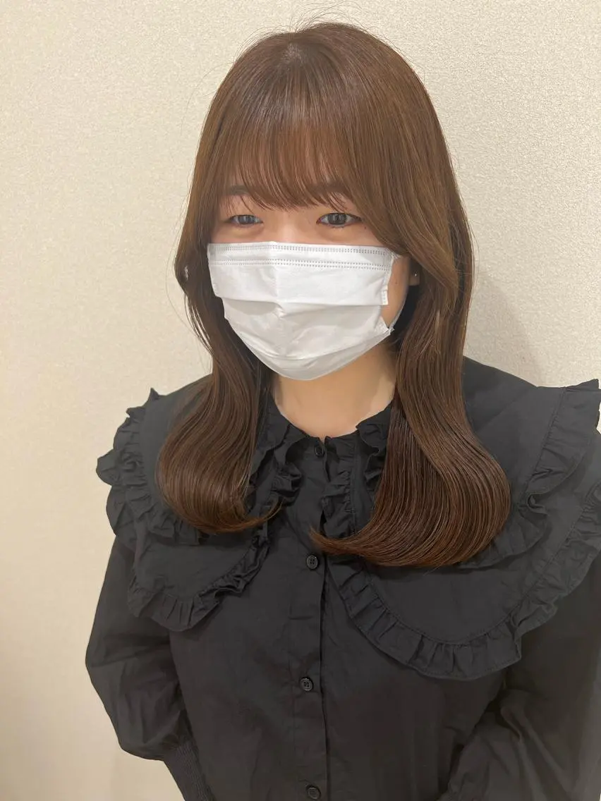 ミディアム カラー ベージュカラー 外国人対応 佐久間のヘアスタイル