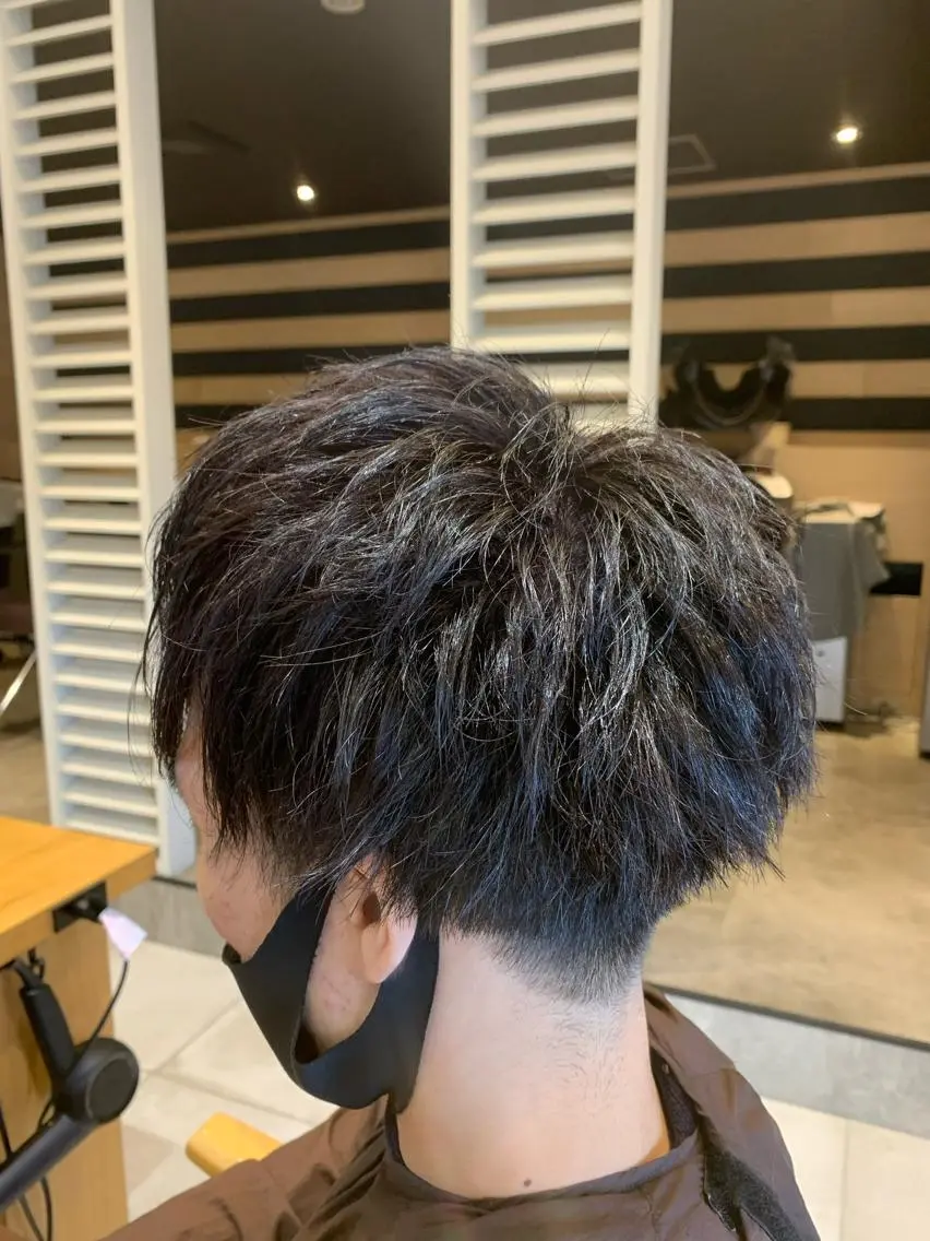 ショート カラー メンズ メンズ就活ヘア 黒髪 ブルーカラー ブルーブラック 名古屋/デザイン/ ブリーチ/松井亮磨のヘアスタイル
