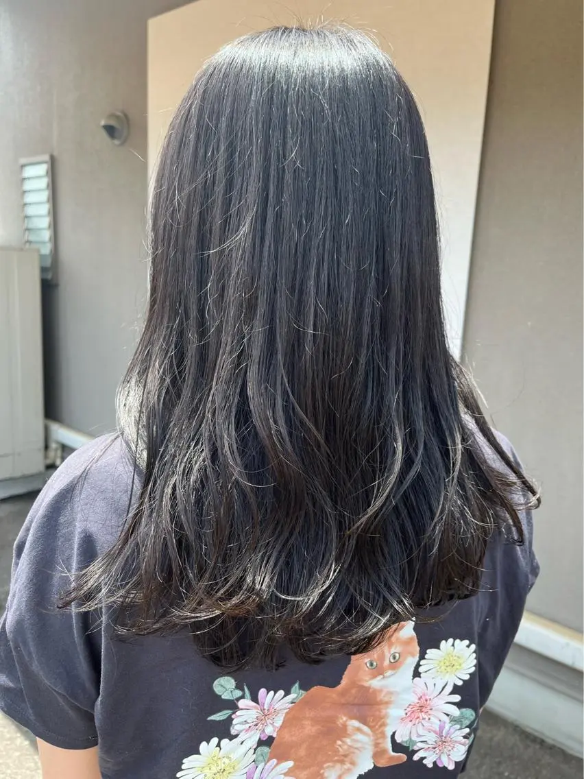 ロング カラー アッシュ ブルーカラー ブルーアッシュ 透明感カラー 田中 和可のヘアスタイル