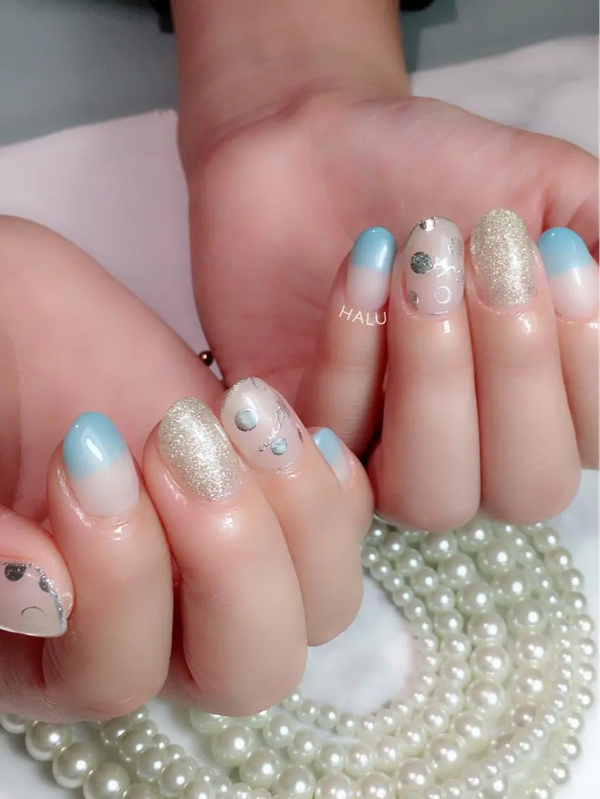 ネイル 水色 HALU ハルのネイルデザイン
