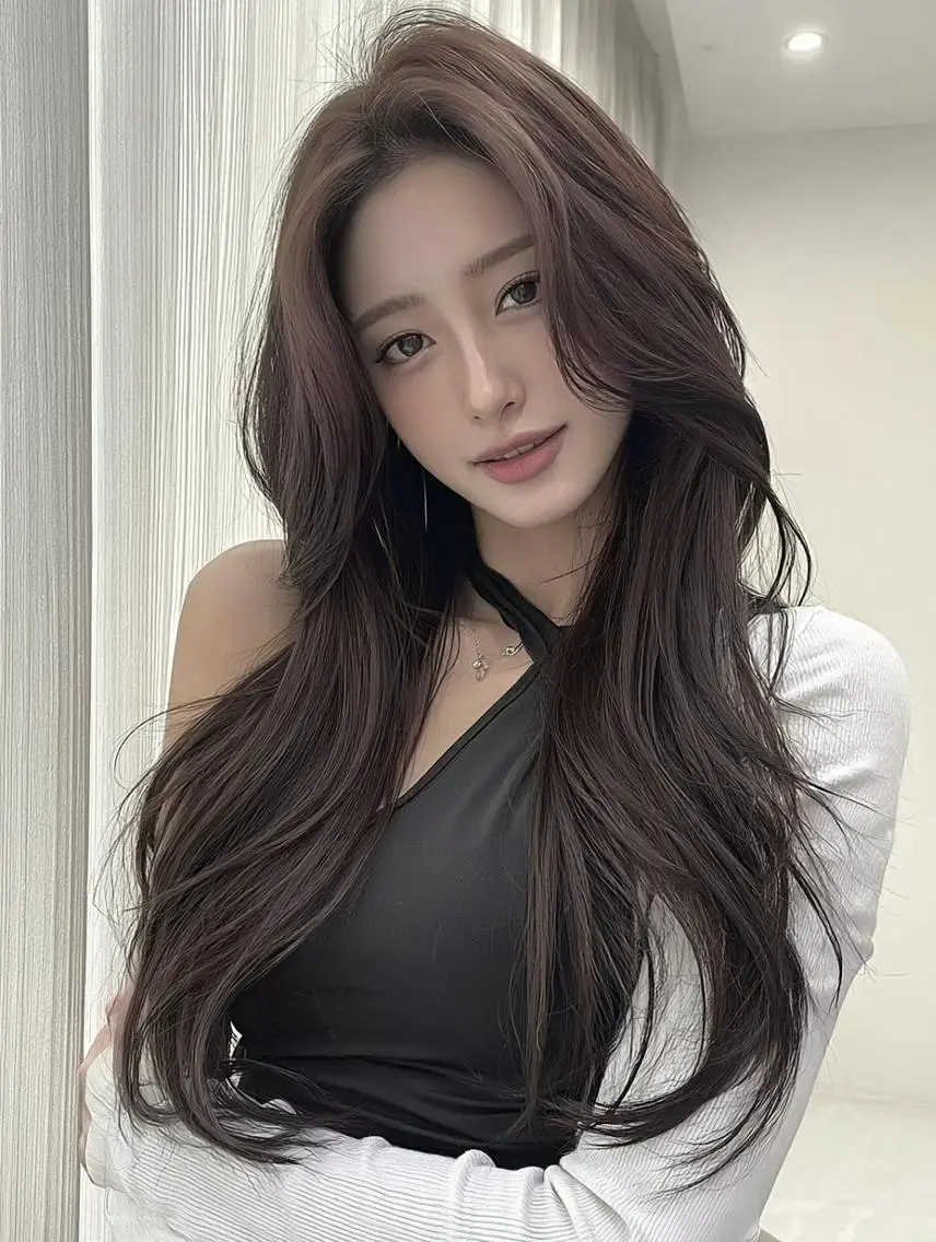 セミロング 顔周りカット 髪質改善 韓国風ヘア レイヤーカット カット ヘアカラー FOCUS JAPAN4のヘアスタイル