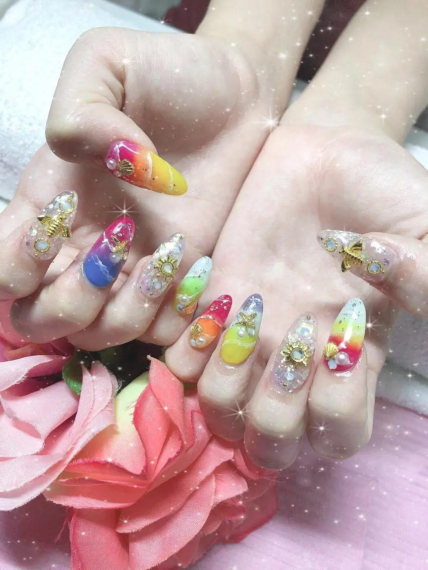 ミディアム ネイル ハンドネイル 《LB》ラブリエ Nail&eyeのマツエク・マツパデザイン