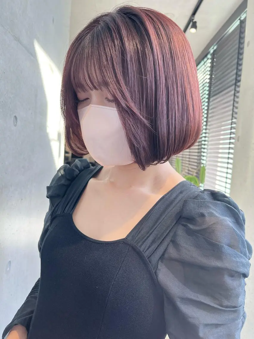 ミディアム カラー パーマ ヘアアレンジ 透明感/オリーブ/ グレージュ/YUKAのヘアスタイル