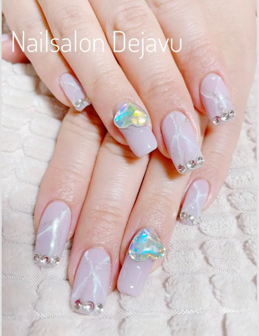 ネイル アートネイル ロングネイル 大理石ネイル(マーブル) 持ち込み ワンカラーネイル Nail salon Dejavu 🌿のネイルデザイン