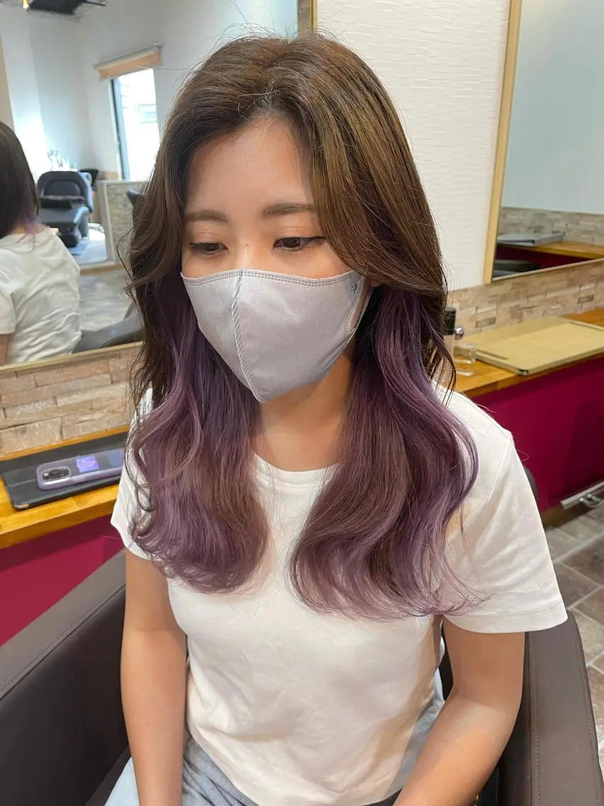 ロング カラー ベージュカラー ブラウンカラー ラベンダーカラー カット ヘアカラー トリートメント YUI/ ブリーチカラー🌷のヘアスタイル