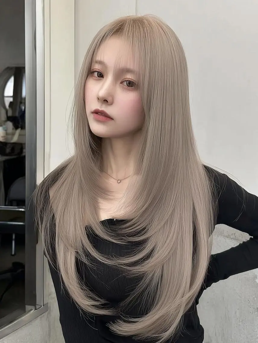 セミロング ボブ 髪質改善 韓国風ヘア レイヤーカット 縮毛矯正 祖慶 歩のヘアスタイル