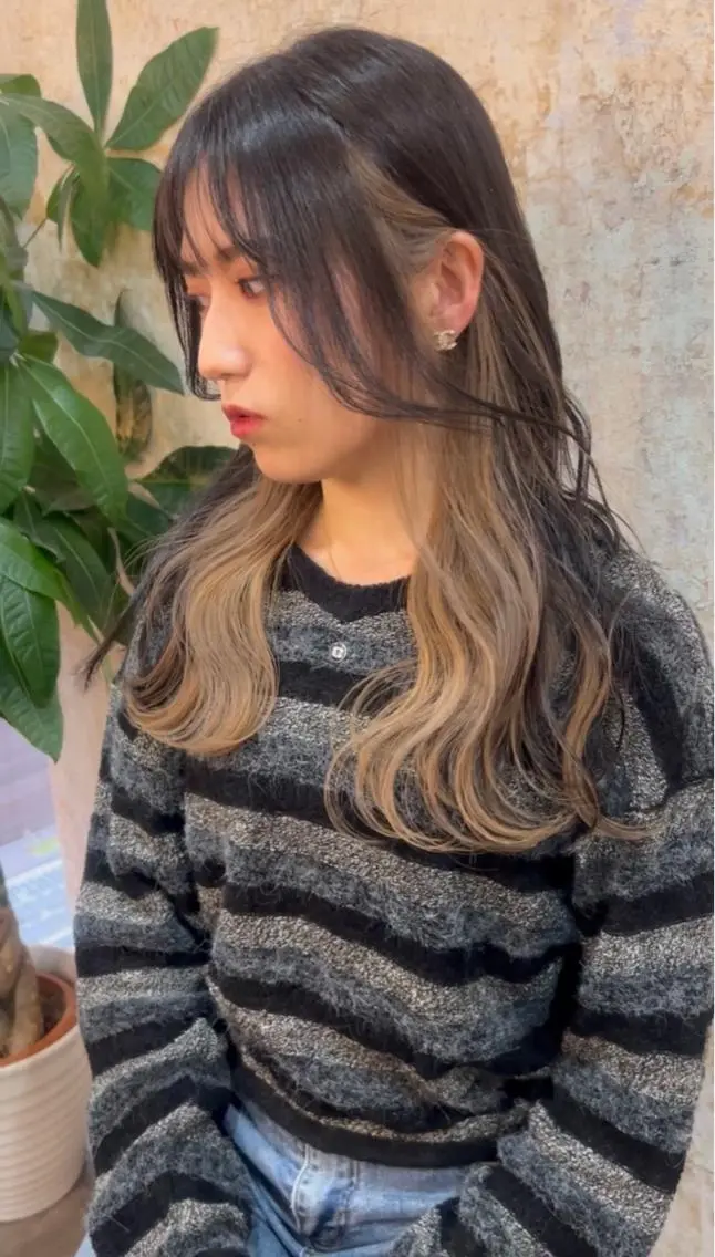 セミロング ヘアカラー 心斎橋なんば 大野竜輝のヘアスタイル
