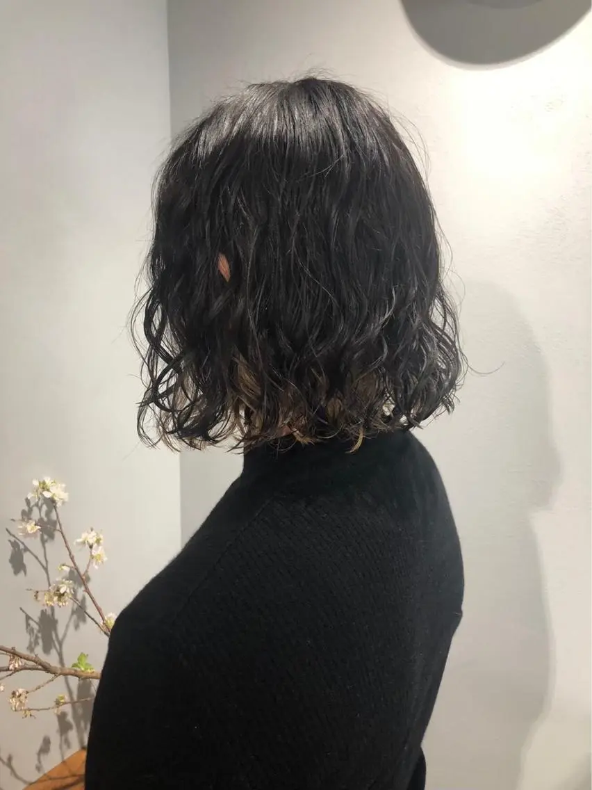 ミディアム パーマ ボブパーマコテ巻き風 パーマNo1深江秀平のヘアスタイル